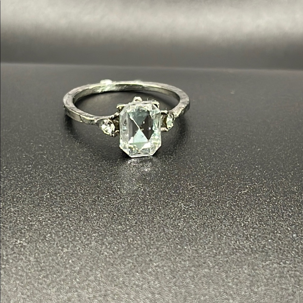 Silver Ring with Clear Gemstone